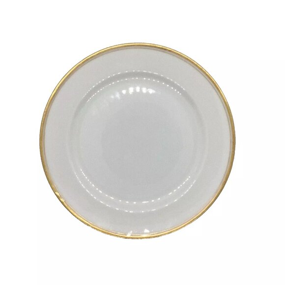 Haviland Limoges France Salad Plate Coupe H1415 White/Gold Trim & Inner Ring - Picture 1 of 5